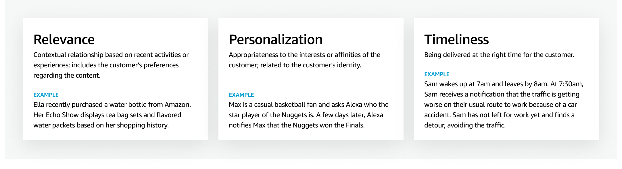 Customer sentiment themes: relevance, personalization, and timeliness